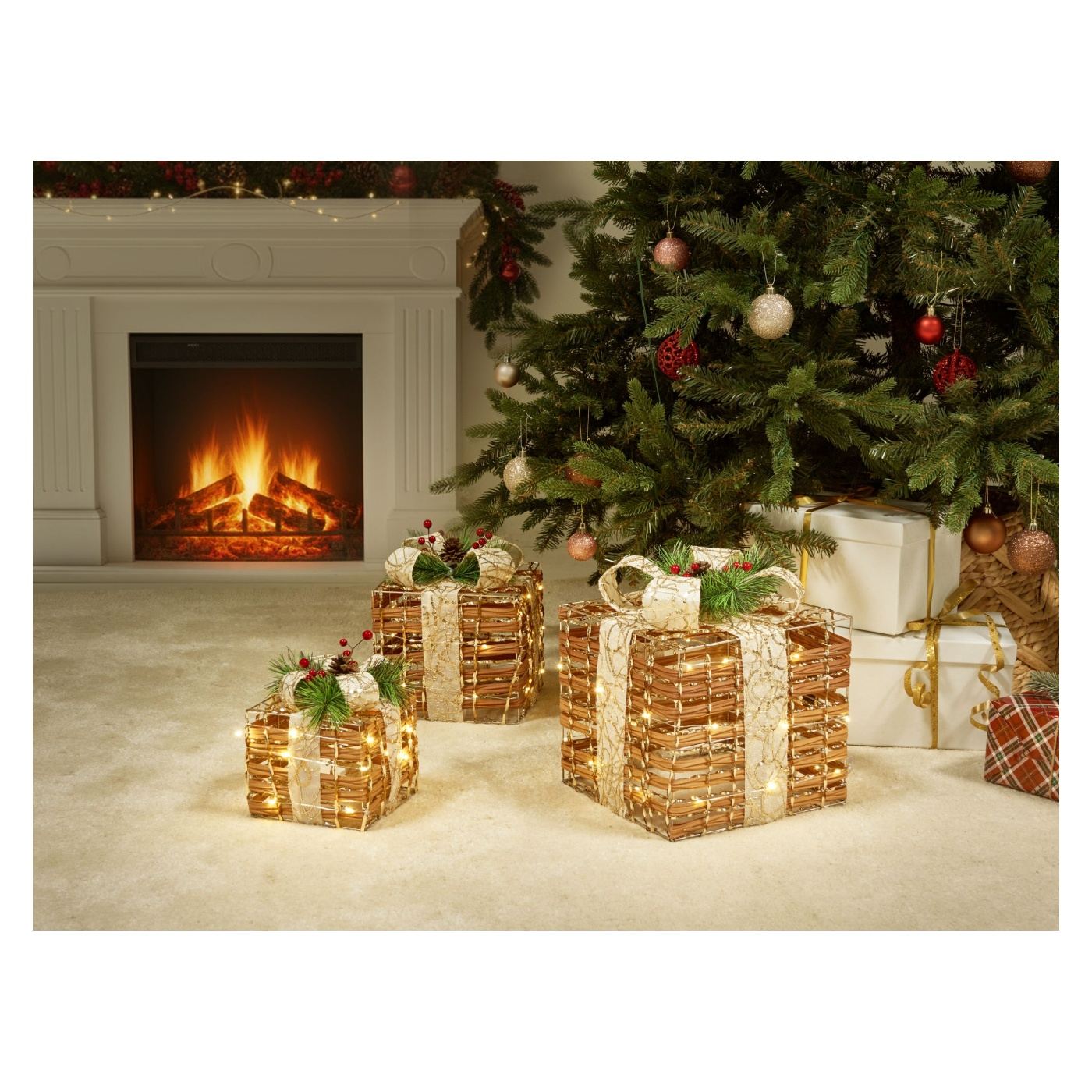 LED TISSO Karácsonyi ajándékok 20/25/30 cm Barna - 1