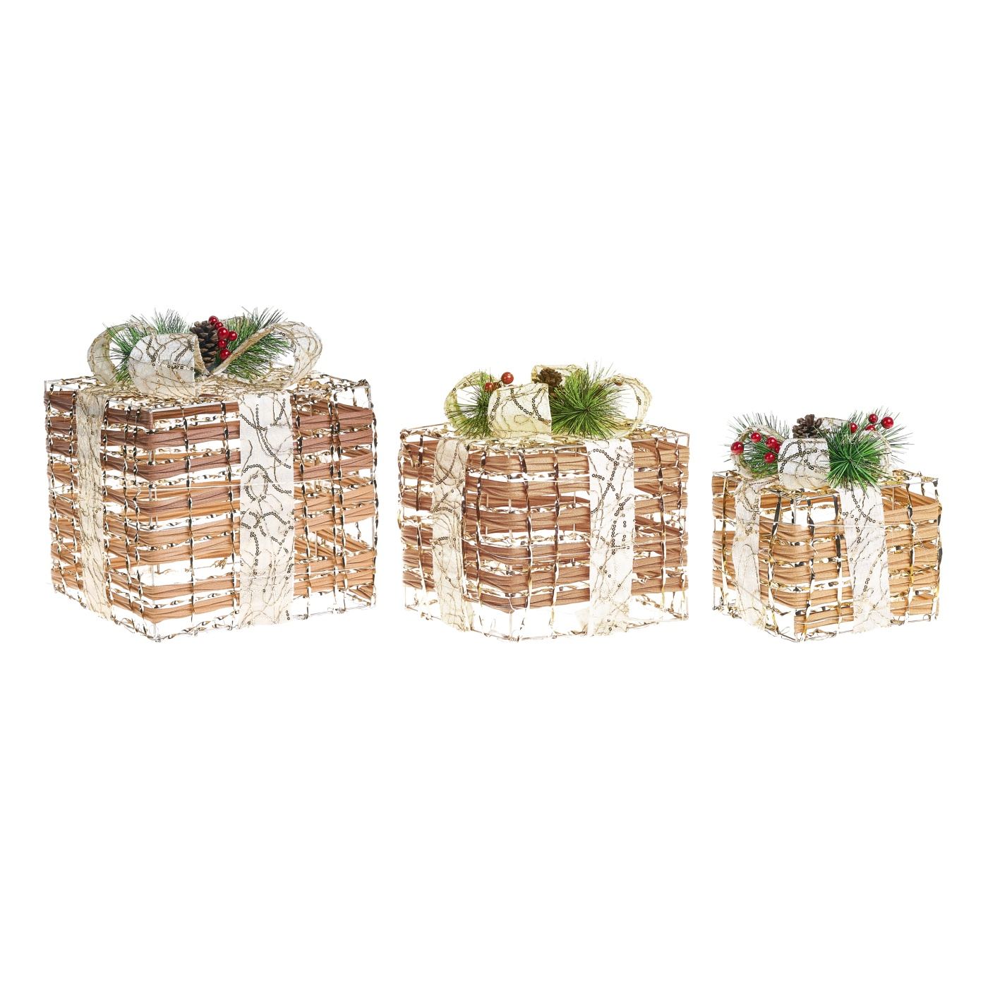 LED TISSO Karácsonyi ajándékok 20/25/30 cm Barna - 2