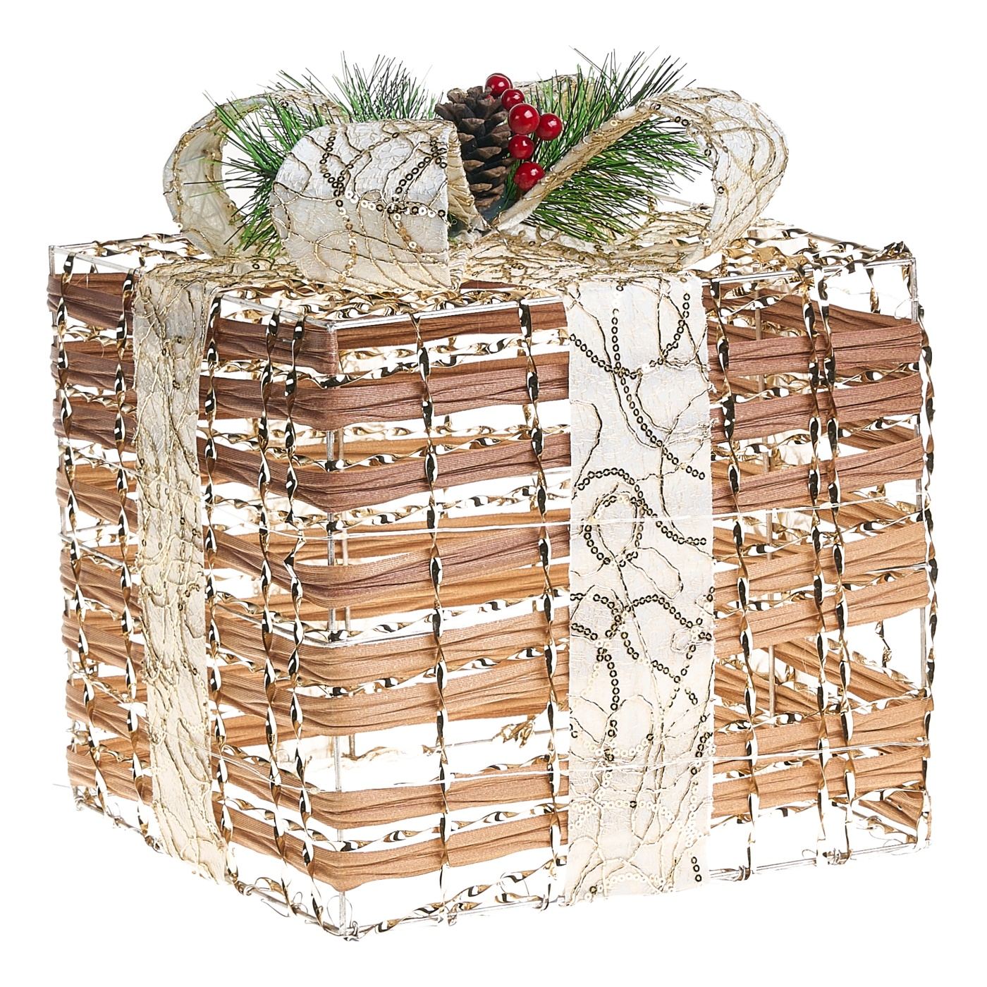 LED TISSO Karácsonyi ajándékok 20/25/30 cm Barna - 4