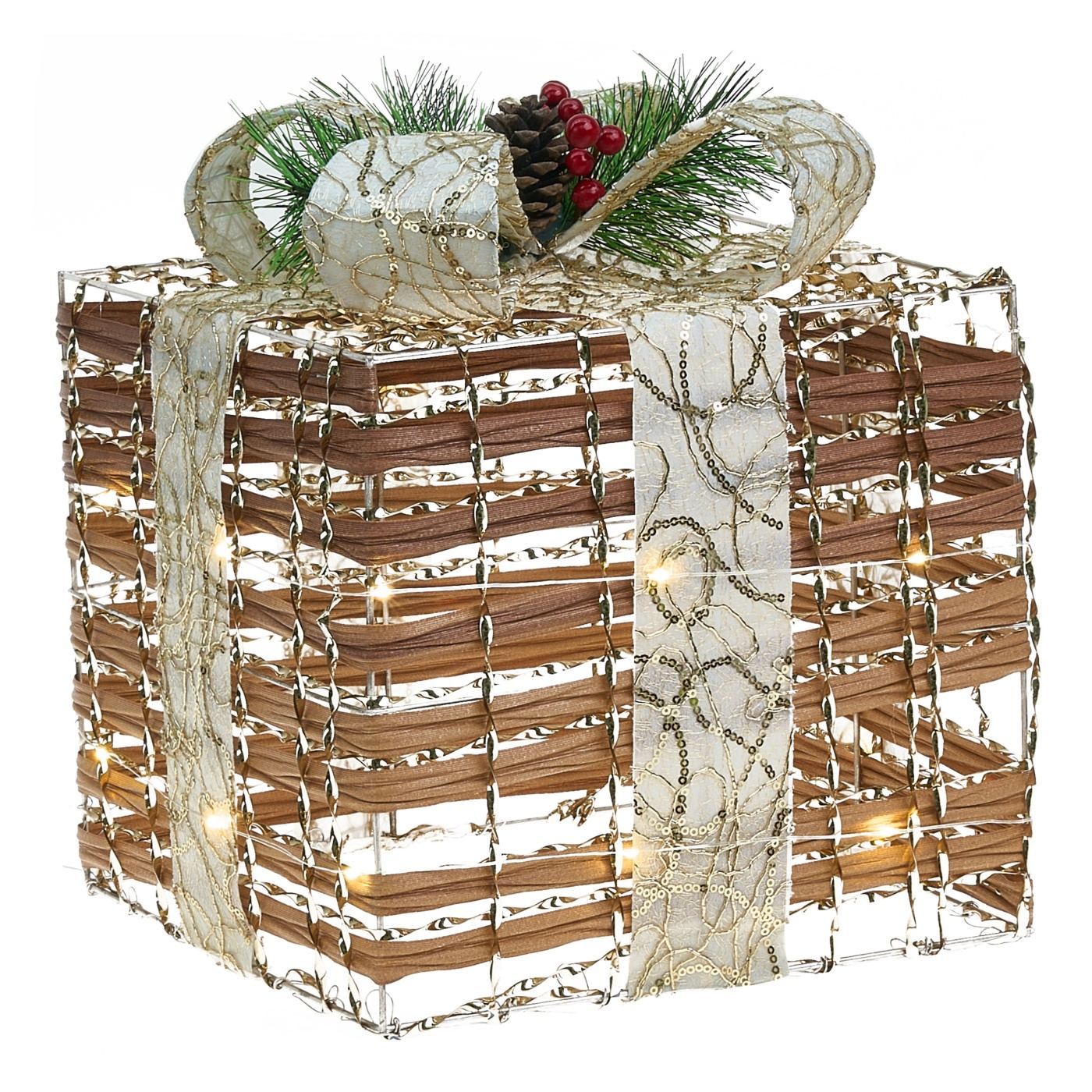 LED TISSO Karácsonyi ajándékok 20/25/30 cm Barna - 5