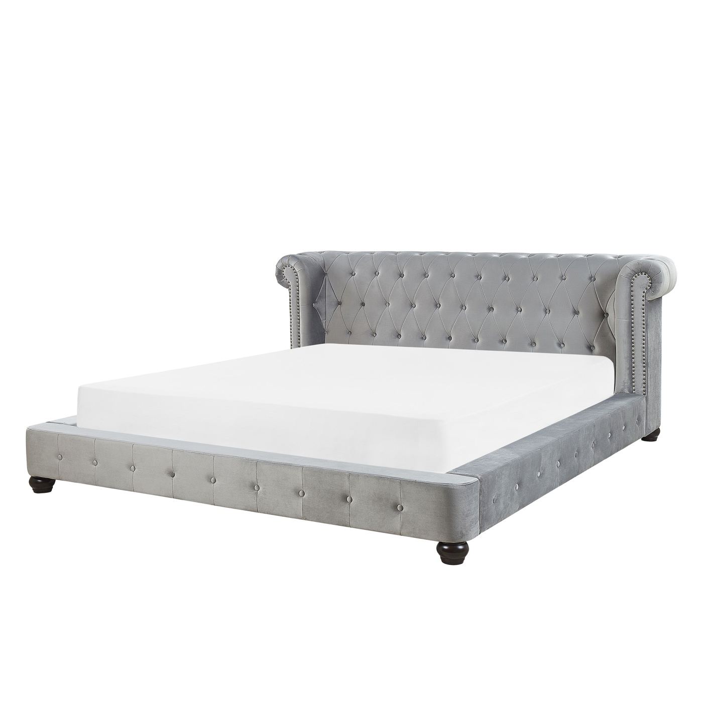 Ágy Bársony CAVAILLON 180 x 200 cm Világosszürke - 2