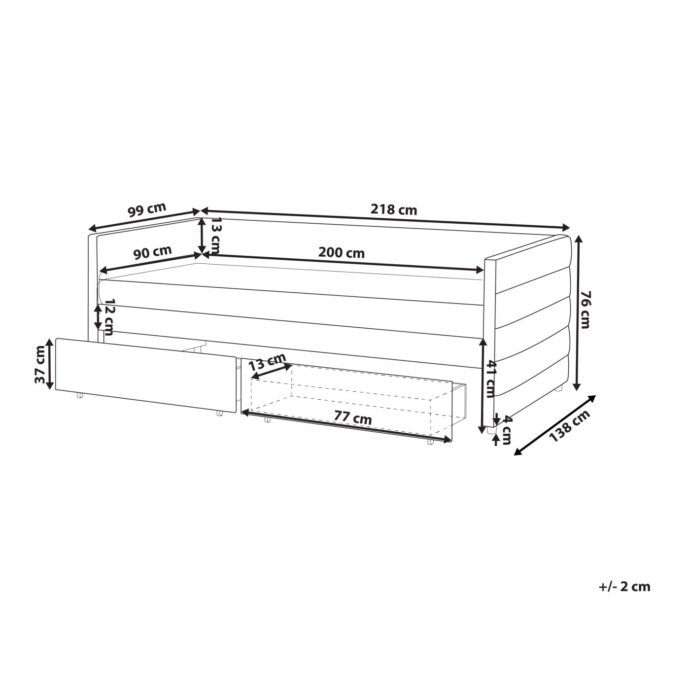 Ágyneműtartós heverő Bársony MARRAY 90 x 200 cm Mentazöld - 3