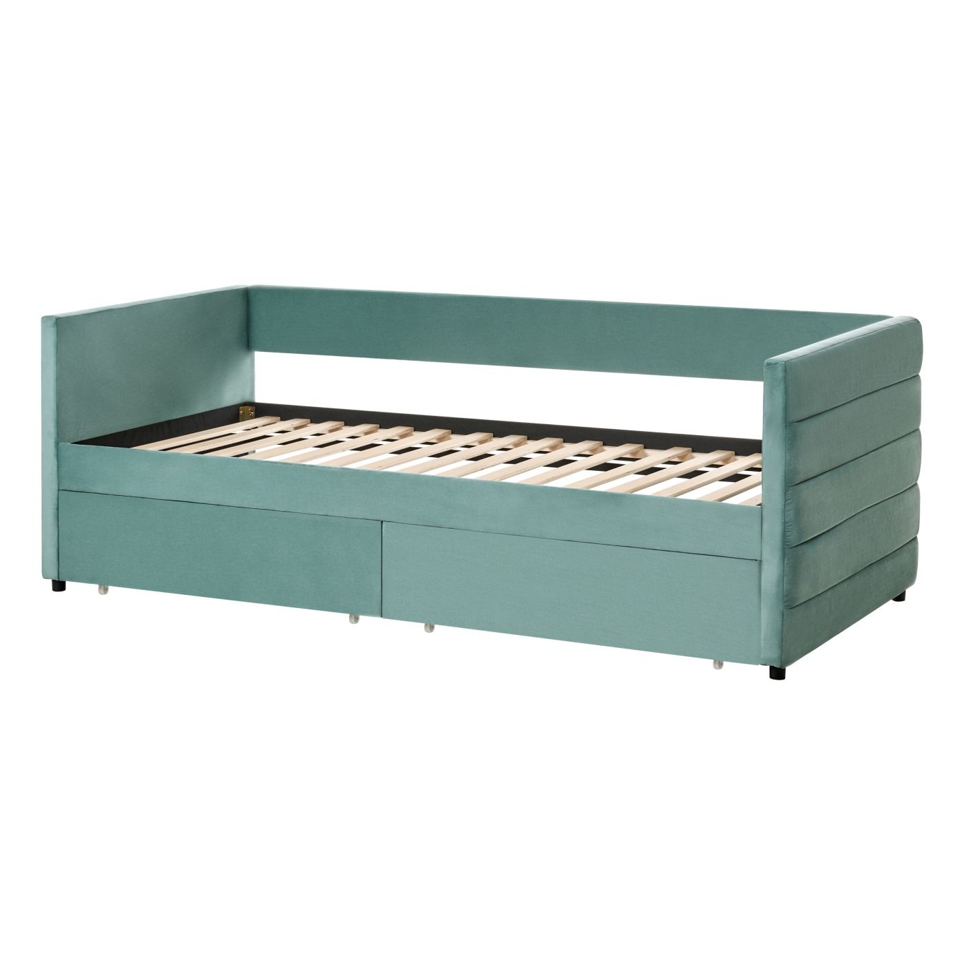 Ágyneműtartós heverő Bársony MARRAY 90 x 200 cm Mentazöld - 6