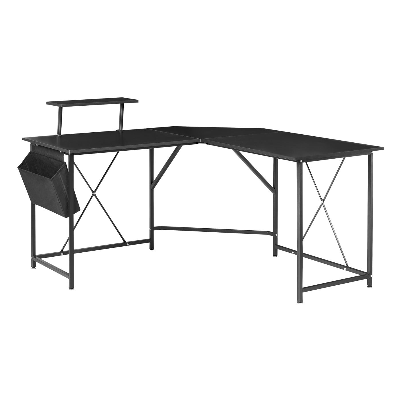 Sarok íróasztal TACONY Fekete 180 cm 140 cm Ágyneműtartóval - 2