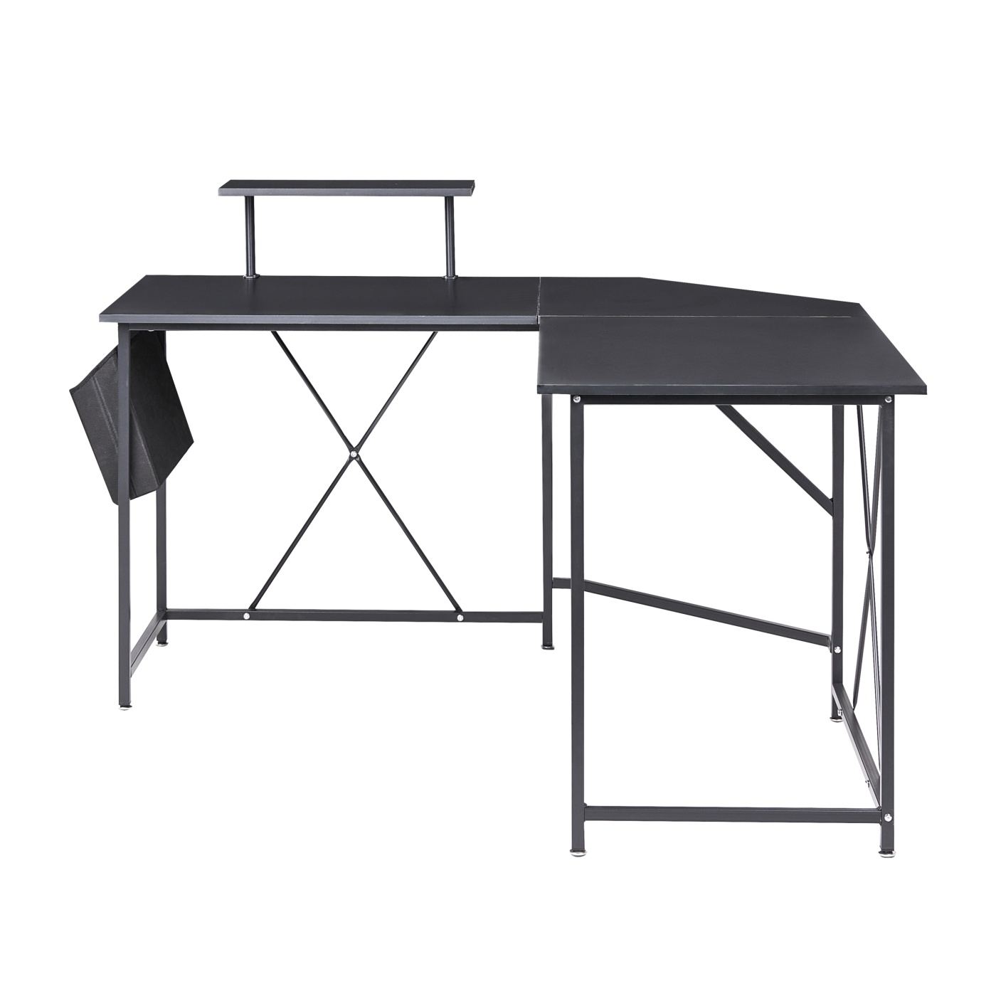 Sarok íróasztal TACONY Fekete 180 cm 140 cm Ágyneműtartóval - 4