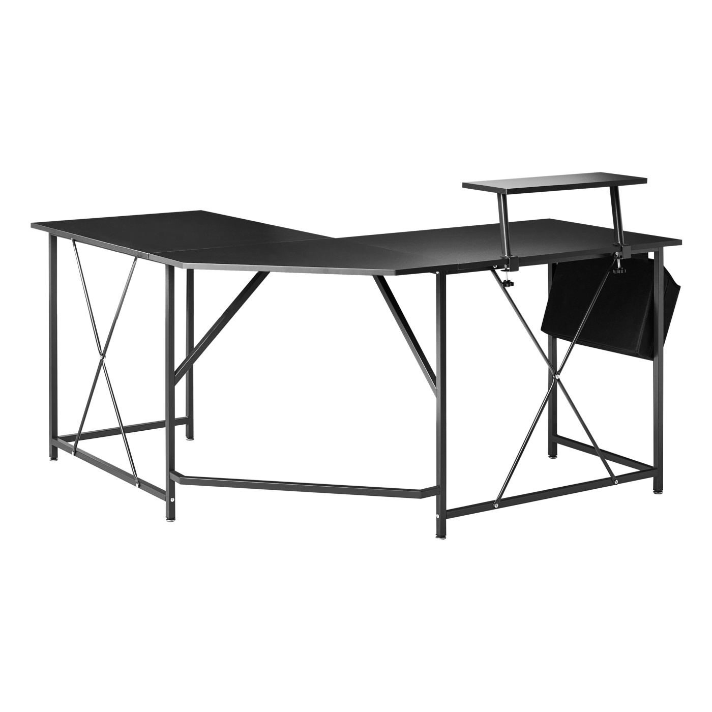 Sarok íróasztal TACONY Fekete 180 cm 140 cm Ágyneműtartóval - 5