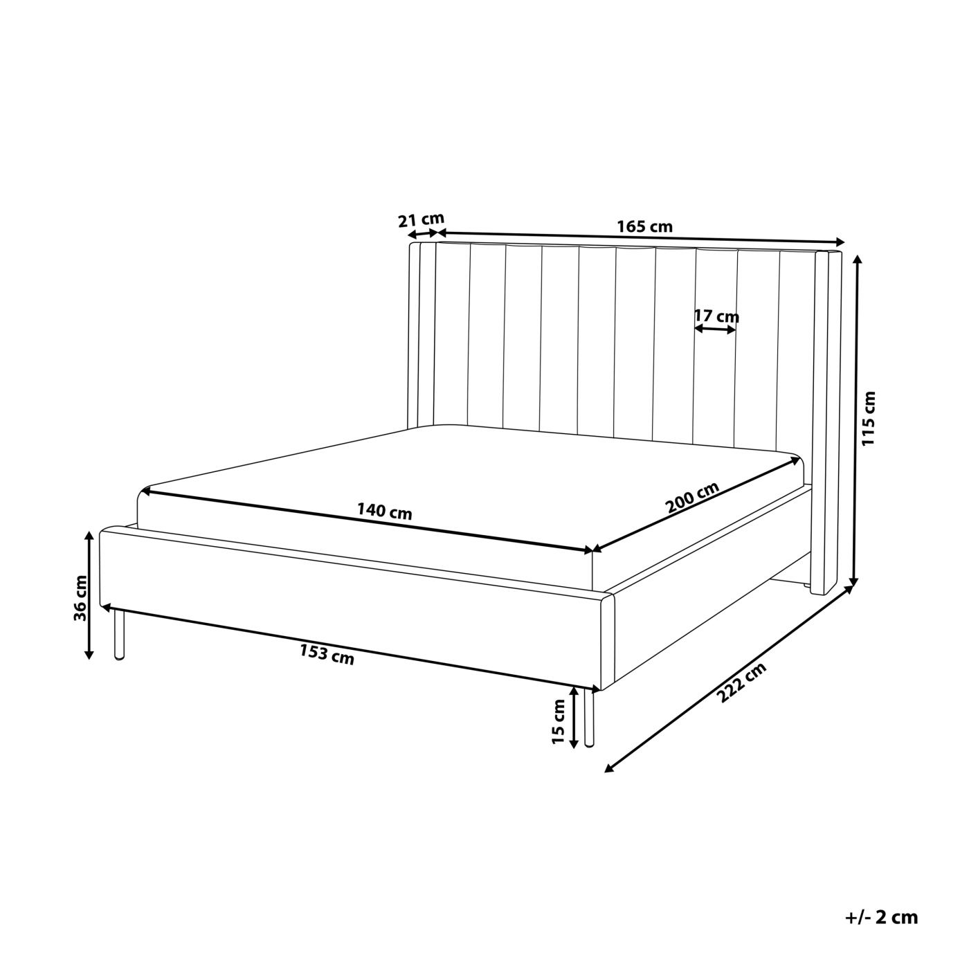 Ágy Bársony VILLETTE 140 x 200 cm Sötétzöld - 3