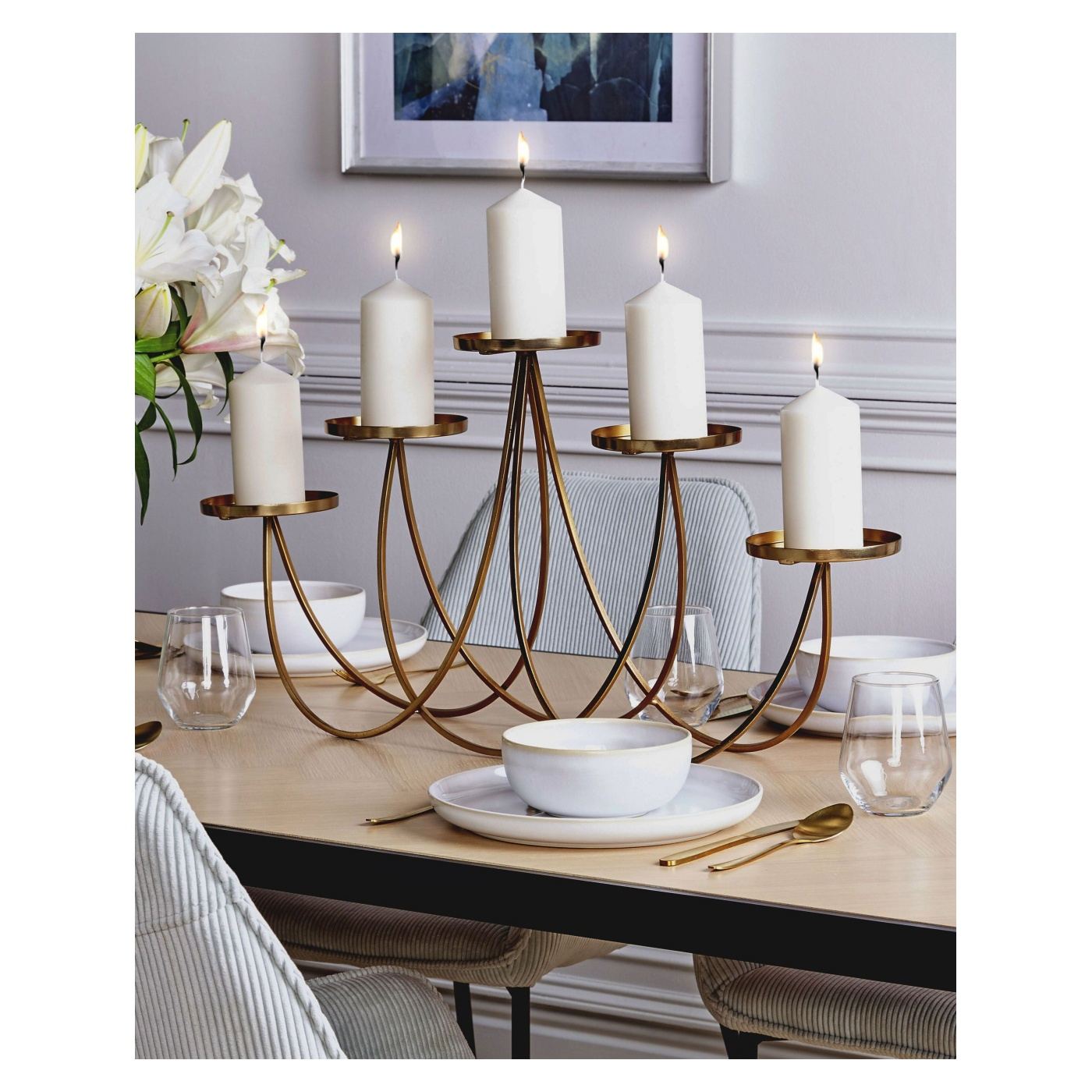 Gyertyatartó BUARAN Fém 38 cm Arany - 1