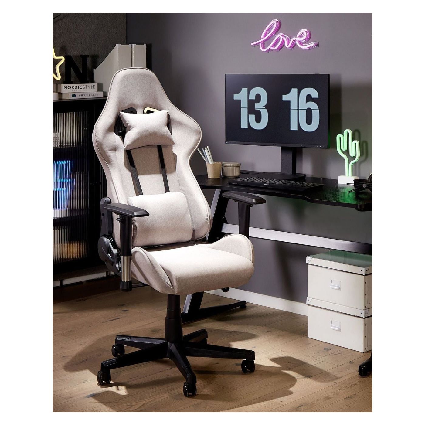 Gamer szék WARRIOR Világosszürke - 1