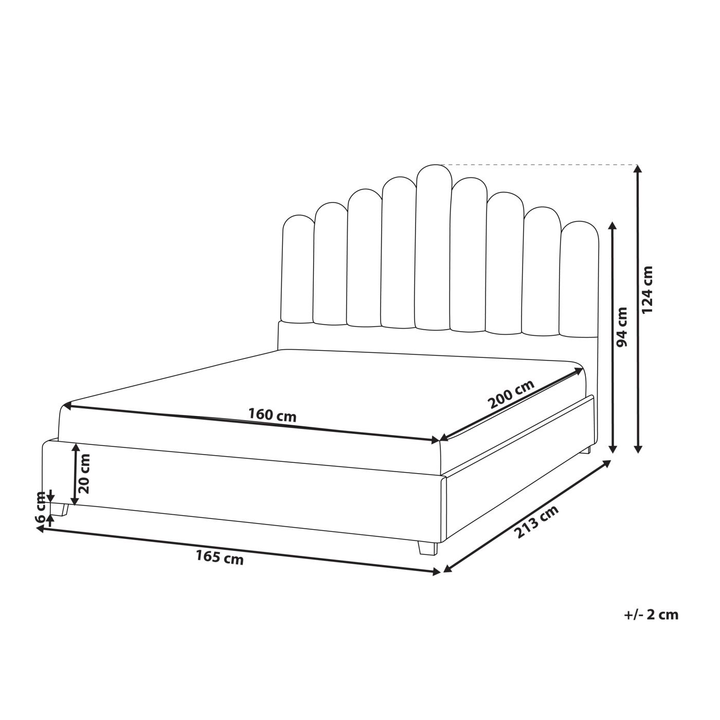 Ágy Bársony VINCENNES 160 x 200 cm Tópszín - 3