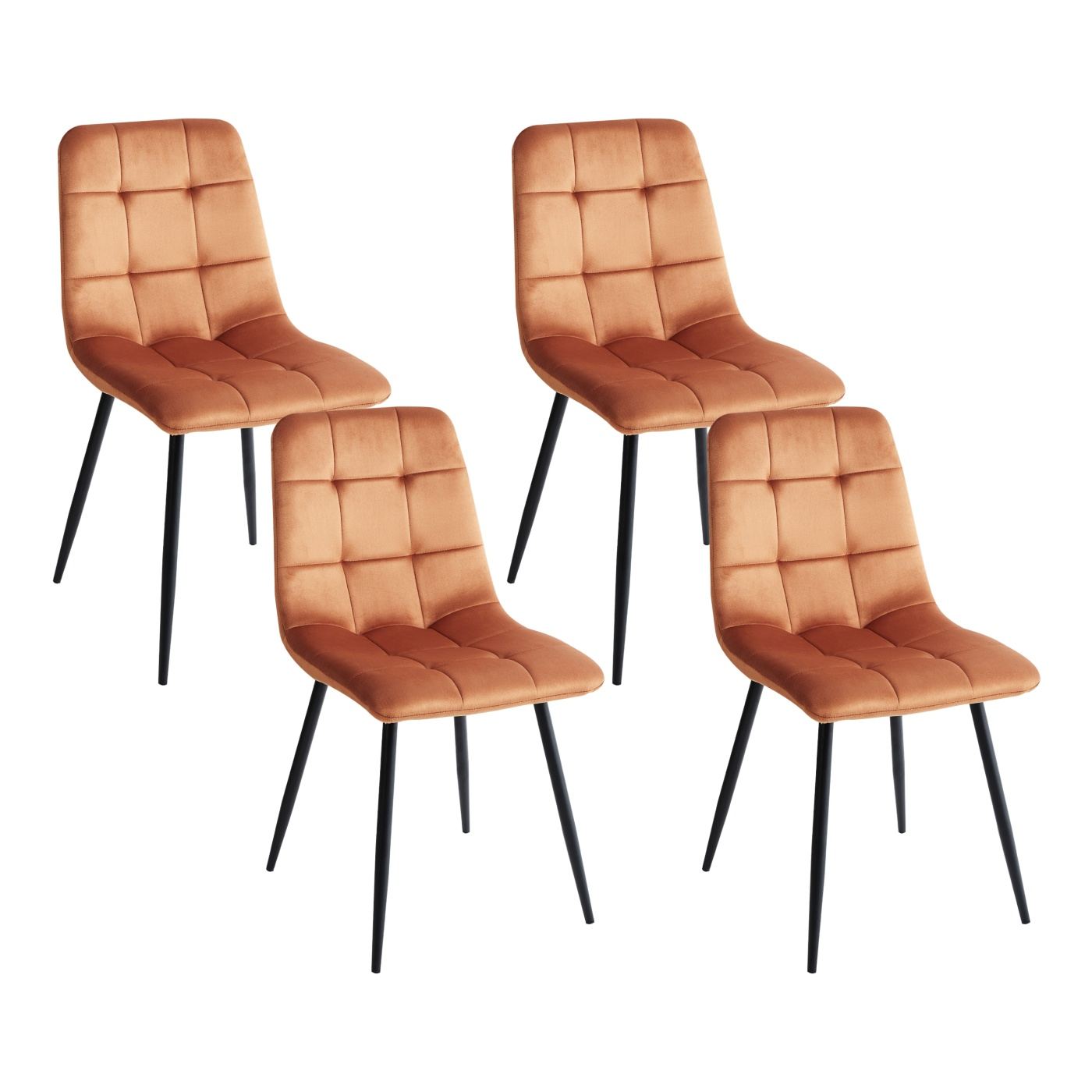 Étkezőszék négydarabos szettben POWELL Bársony Narancssárga - 2