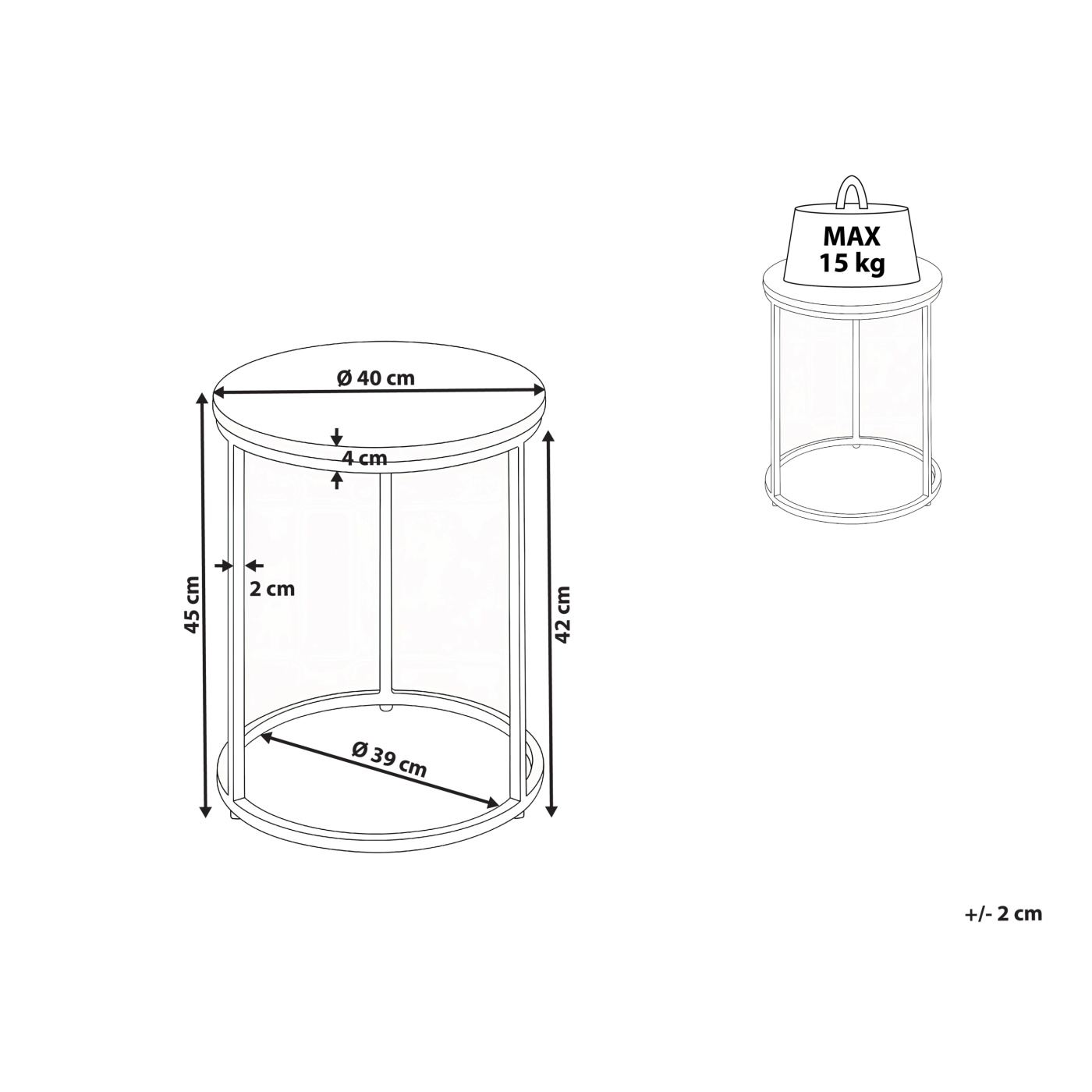 Kisasztal TYRELL Márvány Fekete - 3