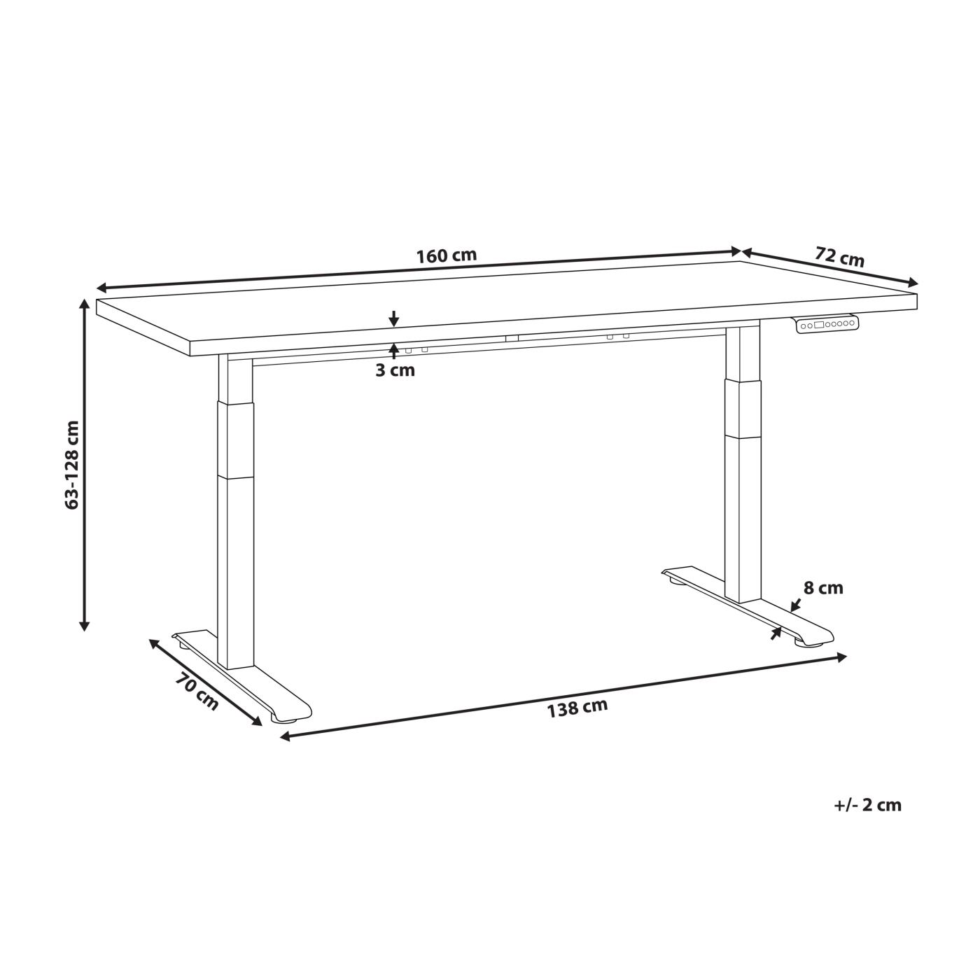 Elektromosan állítható asztal DESTINES Szürke/fekete 160 cm 72 cm - 3