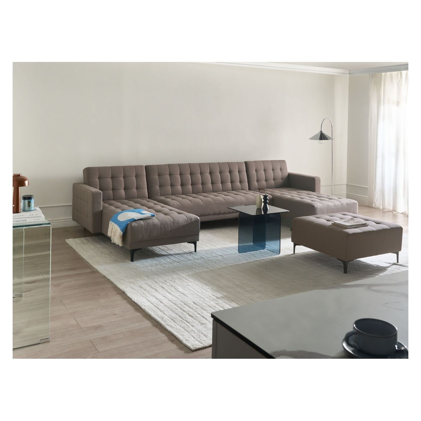 Moduláris U alakú kanapéágy 5 személyes ABERDEEN Tópszín - 1