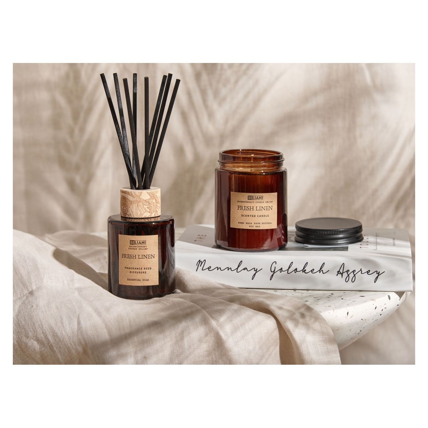 Illatgyertya illatpálcákkal DARK ELEGANCE 9 cm Barna - 1