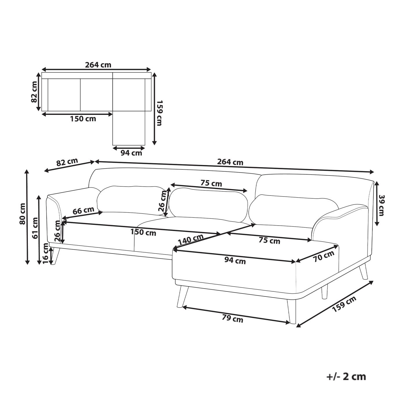 Sarokkanapé 3 személyes SIMOS Törtfehér Bal oldali - 3
