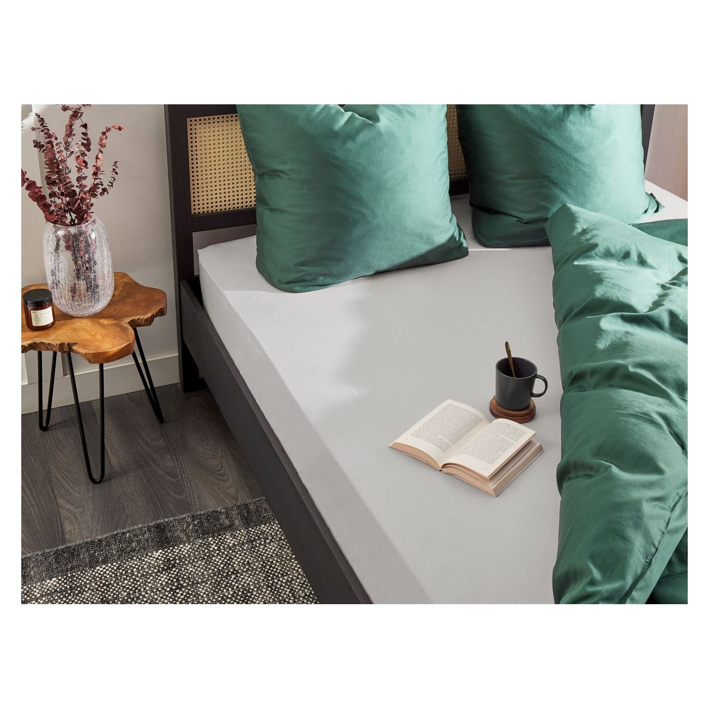 Gumis lepedő JANBU Pamut 180 x 200 cm Világosszürke - 1