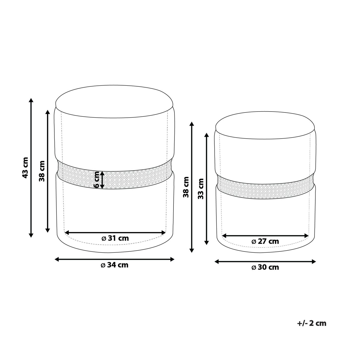 Kétdarabos tárolós puff szett MEDFORD Bársony Világosbézs - 3