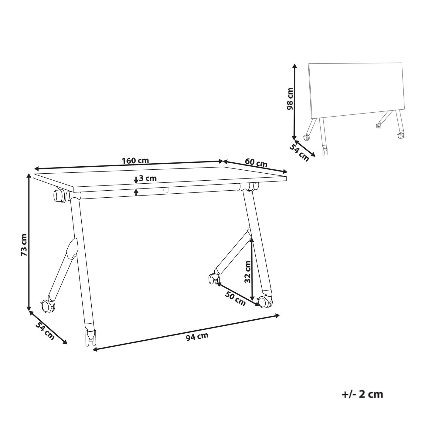 Összecsukható íróasztal BENDI Barna 160 cm 60 cm - 3