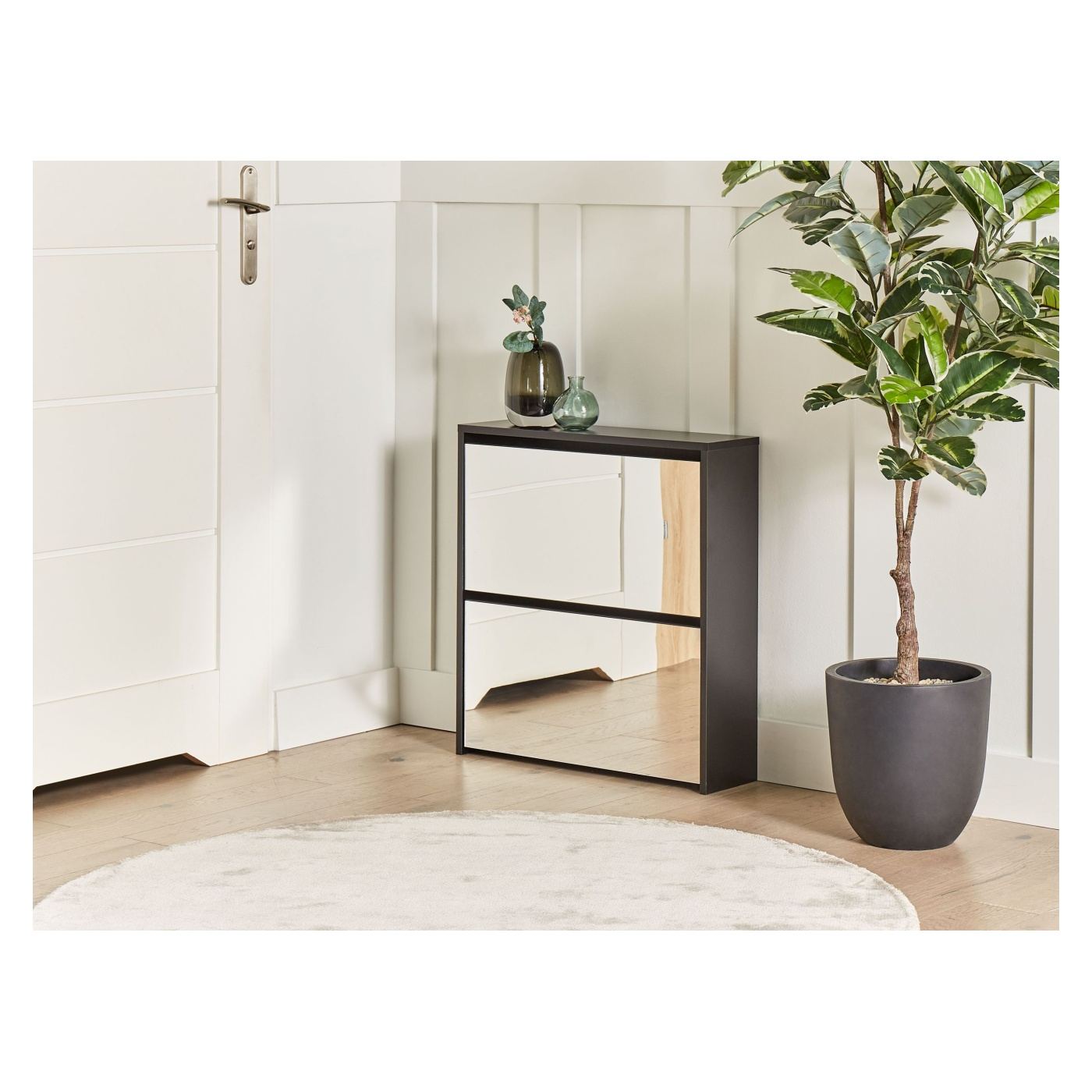 Cipőtároló szekrény MIDFIELD Ágyneműtartóval Fekete - 1