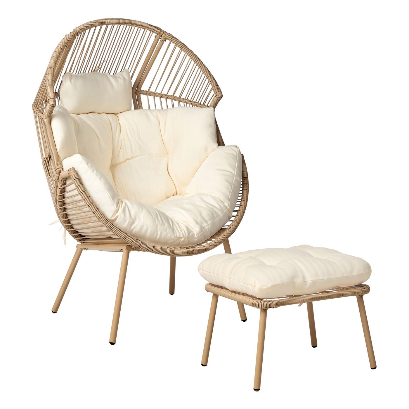 Natúr műrattan kerti szék lábtartóval MURANO - 2