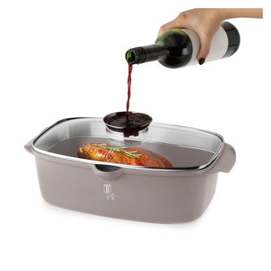 6L pekač Taupe Berlinger Haus, mat siva, pokrov z vgrajenim cedilom, nelepljiv, primeren za indukcijo
