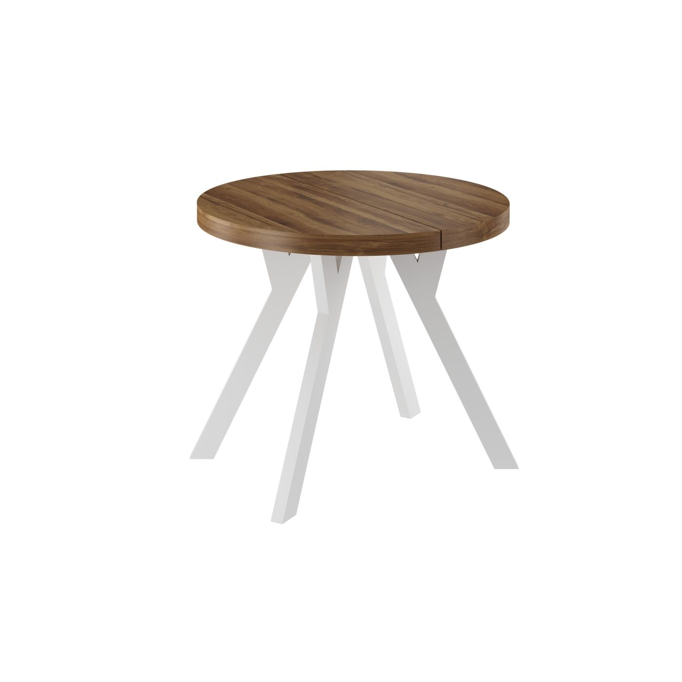 Hunton Dark Okrúhly Rozkladací Stôl 90/190 cm s Bielymi Y Nôžkami - Ideálny do Jedálne