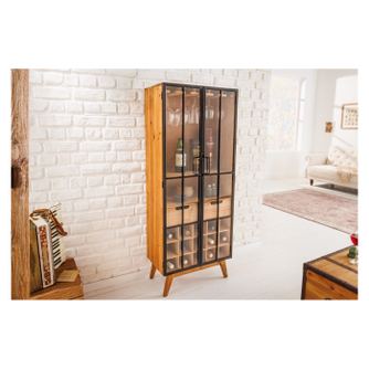 Vstyle Irresistible Bárszekrény 288083, Fa Tónus, Fekete, Fém, Üveg 150x60x34