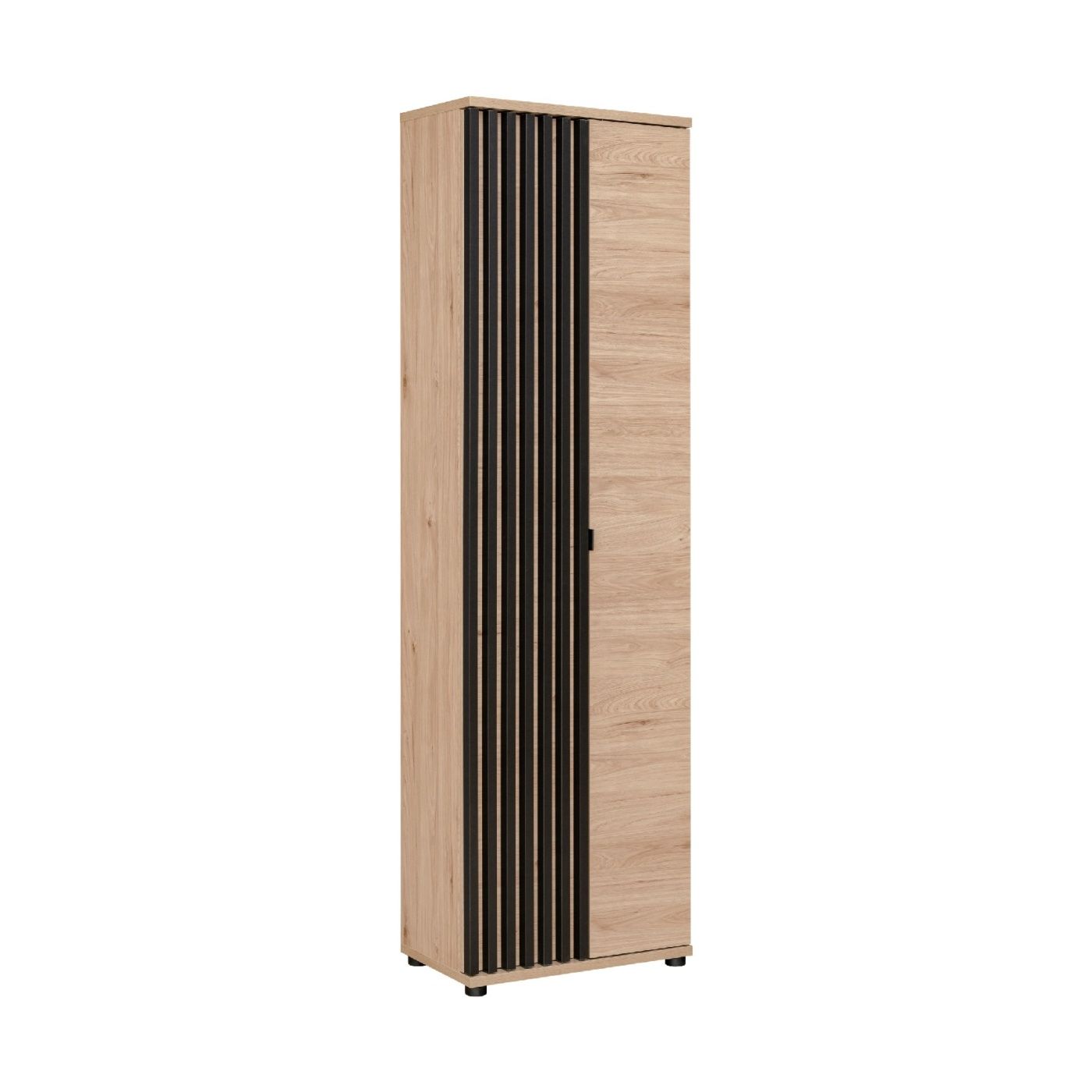 Vstyle Amber Šatníková skriňa 449129, farba dreva, čierna, laminovaná doska 202x60x35