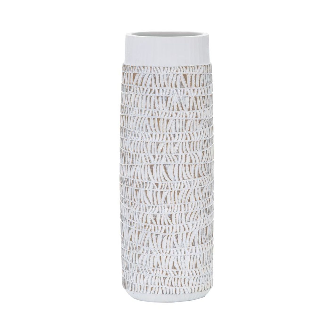 Vase Vstyle Glamour 357749, off-white washed, polyester resin 19x12x50
