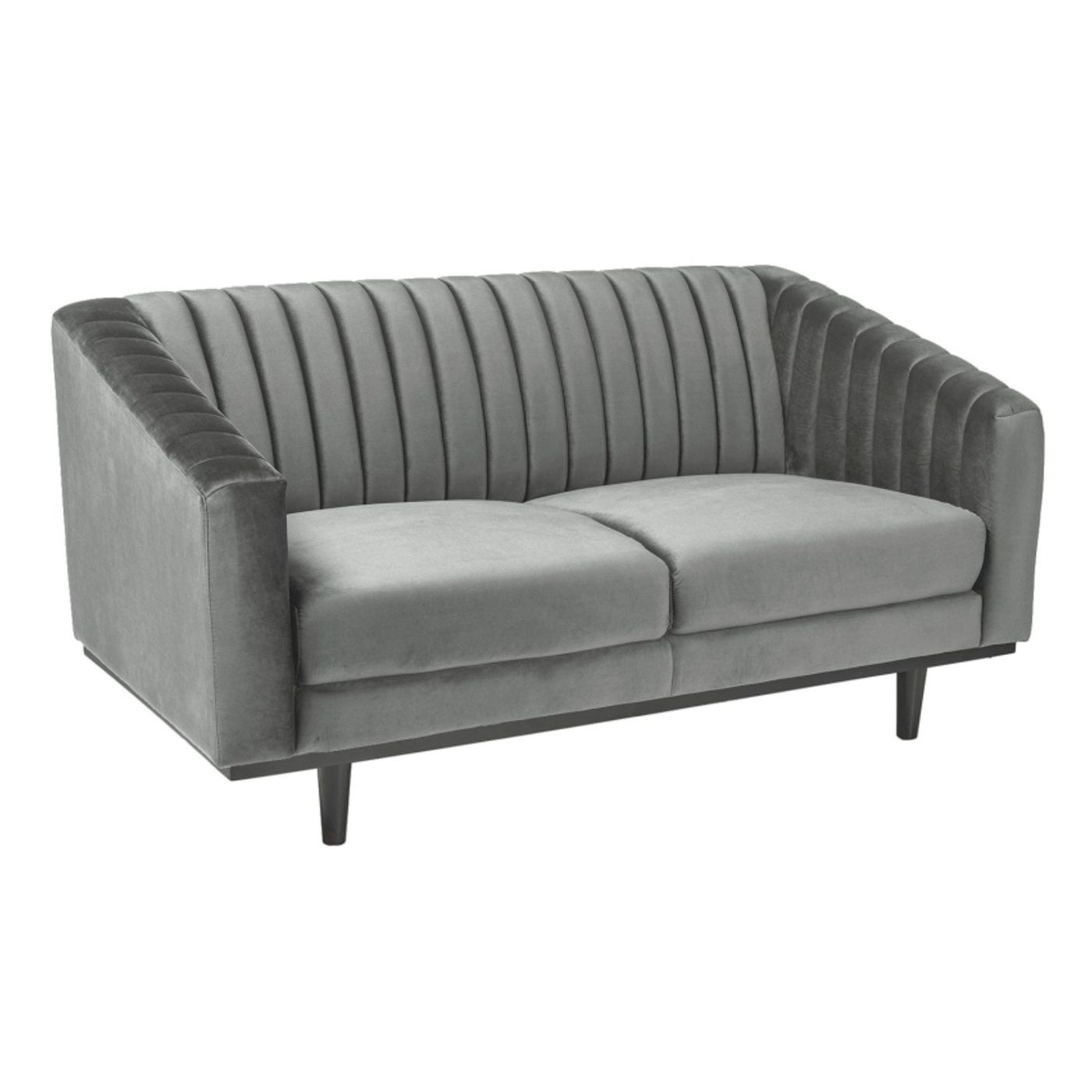 Vstyle Silver 267059 Sofa, Grey, Velvet Fabric 78x85x150