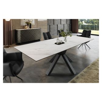 Vstyle Irresistible Étkezőasztal 289548, Márványmintásá Fehér, Fekete, Kerámia, Bevonatos Fém