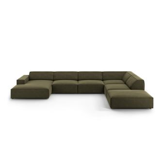 Micadoni Home 536011 Jodie U-Shaped Γωνιακός Καναπές, Πράσινος, 70x262x364 εκ.