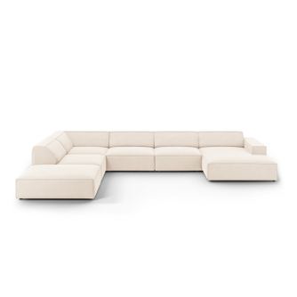 Kotni z-oblikovan kavč Micadoni Home 536011, Jodie, svetlo bež, 70x262x364 cm