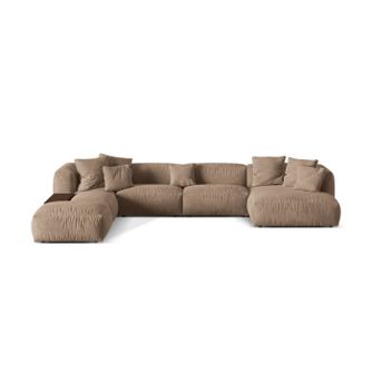 Canapea modulară în formă de U Micadoni Home 539068, Martina, Bej închis, 75x280x406 cm