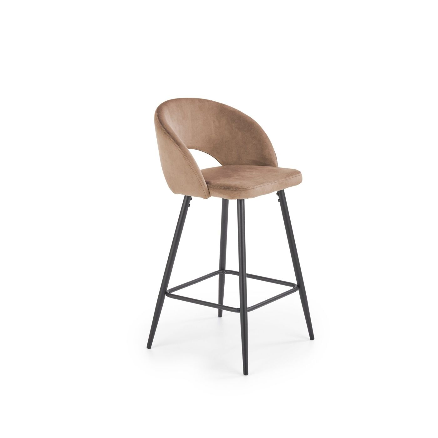 Vstyle Opal Bar Stool 175358, Beige, Coated Steel, Velvet Fabric
