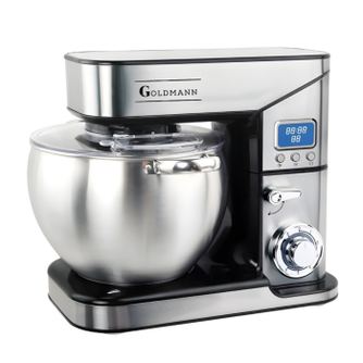 Планетарен миксер Goldmann GM-1115ED, 2800W, 10 л, 6 скорости + импулси, Таймер, Иноксова купа, LED, Инокс