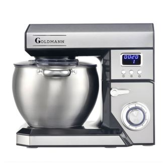 Планетарен миксер Goldmann GM-1115BD, 2200W, 8.5 л, 6 скорости + импулси, Таймер, Иноксова купа, LED, Инокс