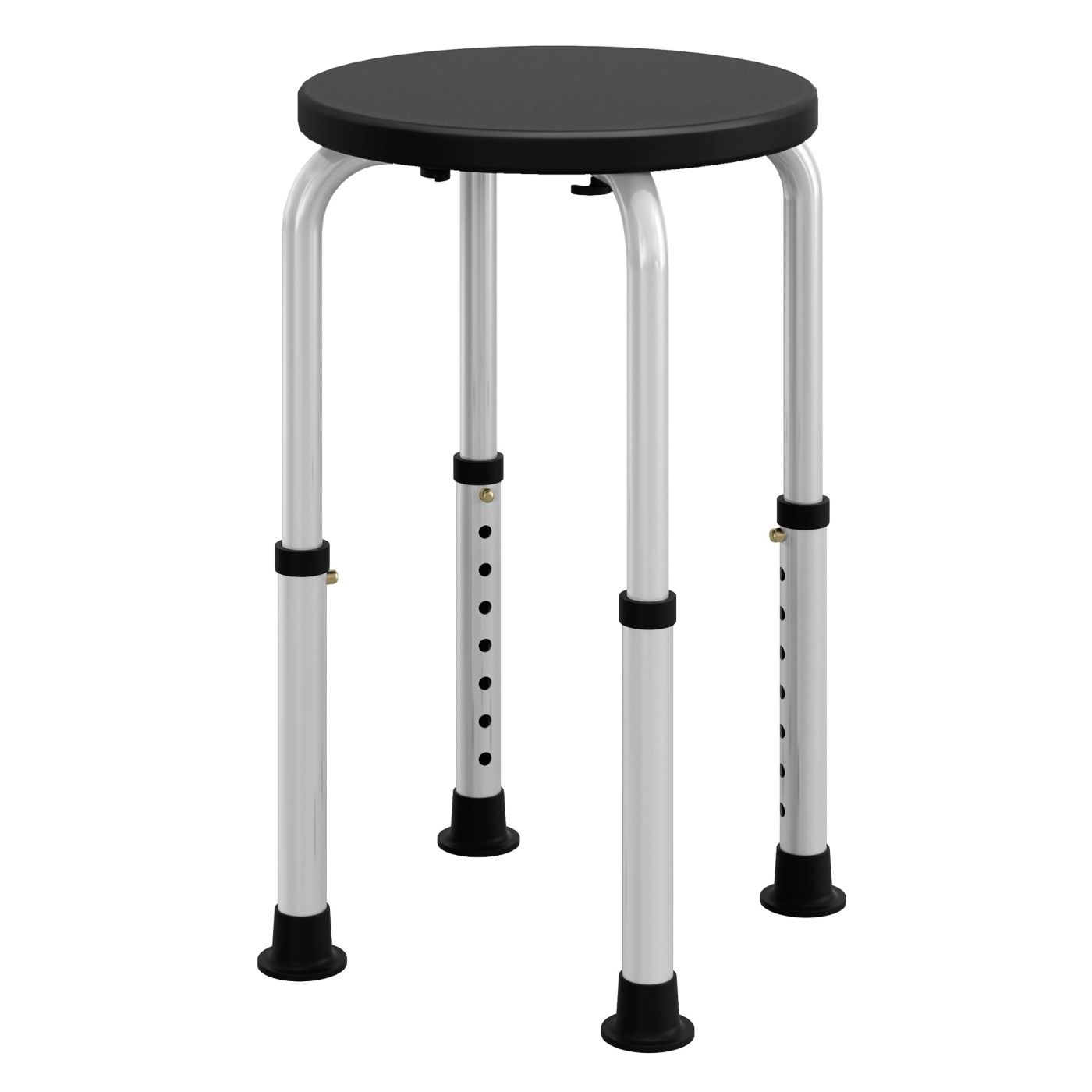 Scaun de Duș Rotativ la 360° cu Picioare Antiderapante și Reglabil pe 8 Niveluri, Scaun de Duș din Aluminiu și PE, 32,5x41x35,5-