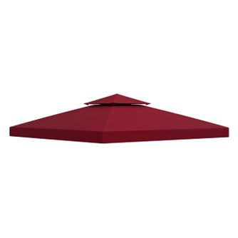 Acoperiș de Rezervă pentru Foișor 3x3 m pe Două Niveluri și Anti-UV din Poliester cu Ventilație, Roșu
