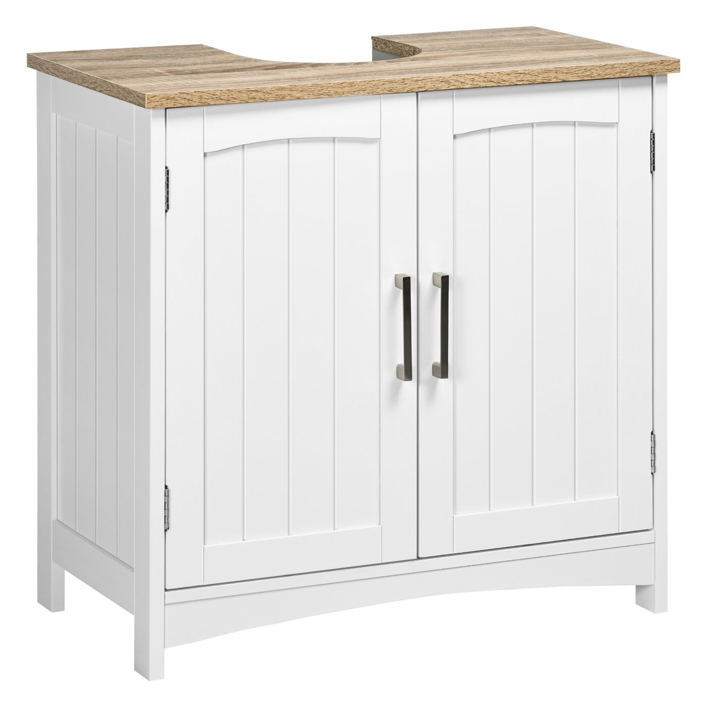 Bathroom Vanity Cabinet with 2 Doors and Adjustable Shelf - White and Wood
