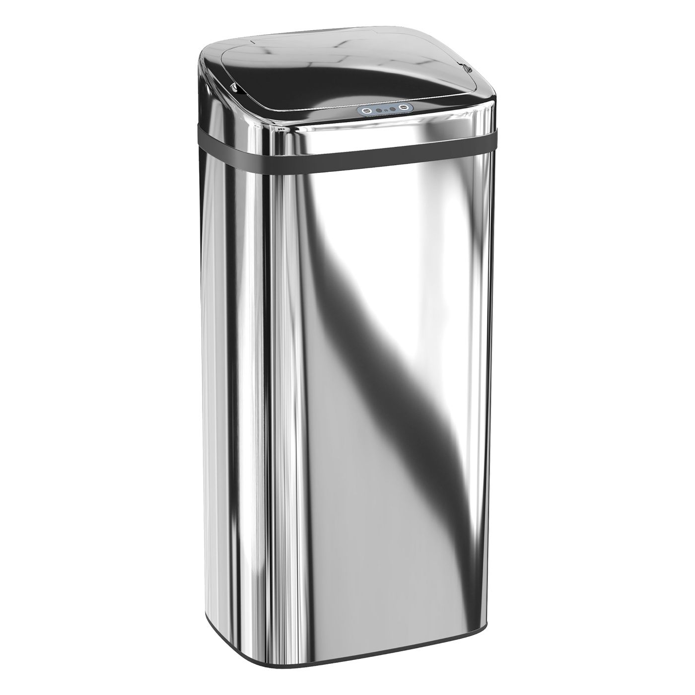 Coș de Gunoi Automat de 40L cu Senzor, Capac cu Deschidere și Închidere Automată, Structură din Oțel, 33x25x70 cm, Argintiu