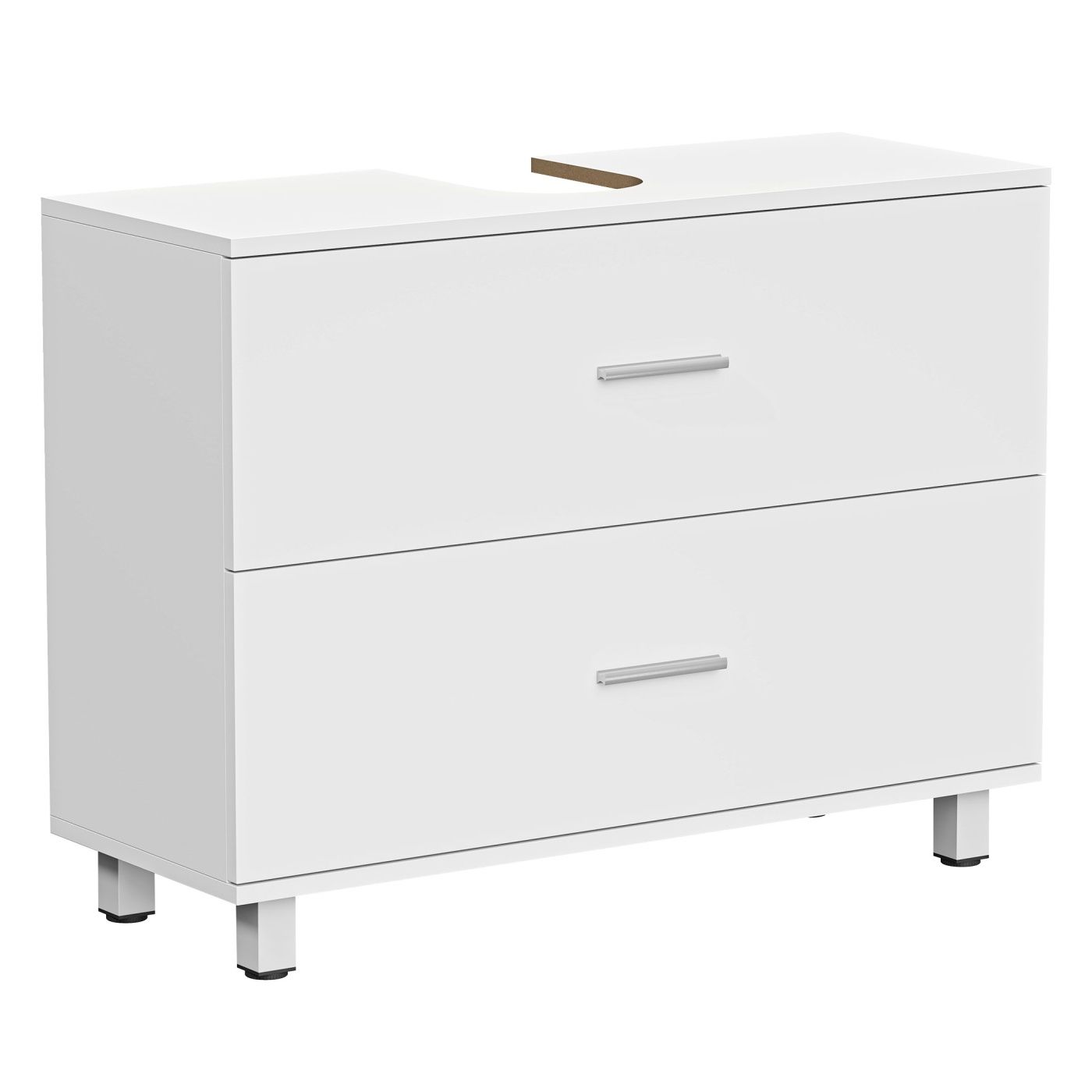 Under-Sink Cabinet for Bathroom with 2 Drawers, Modern and Space-Saving Cabinet for Pedestal Sinks, 80x30x60 cm, White