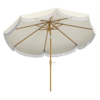 Umbrelă de Grădină Rotundă 2.7x2.4 m cu Manivelă, din Metal și Poliester, Bej