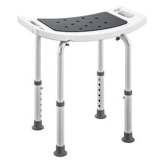Scaun de Duș din Aluminiu și Plastic Antialunecare, Înălțime Reglabilă 6 Niveluri 39-52cm, Gri