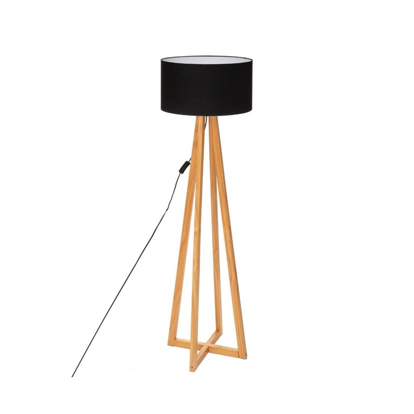 Lampadar Molu Black, lemn si bumbac, 39.5x141 cm, cablu 185 cm