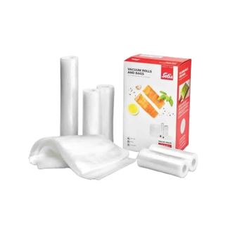 Комплект торбички и ролки гофрирано фолио за вакуумиране Solis, За многократна употреба, Универсална съвместимост, Устойчиво на