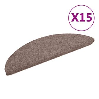 vidaXL Covorașe autoadezive pentru scări, 15 buc., 56x17x3 cm, maro deschis, semirotunde