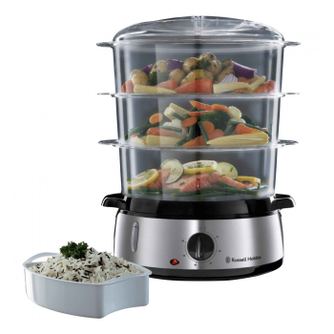 Уред за готвене на пара Russell Hobbs 19270-56, 800W, 3 нива, 9 литра, Таймер 60 мин, Инокс