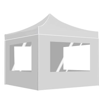 Zložljiv zabavni šotor z stenami, bela, 2x2 m, aluminij